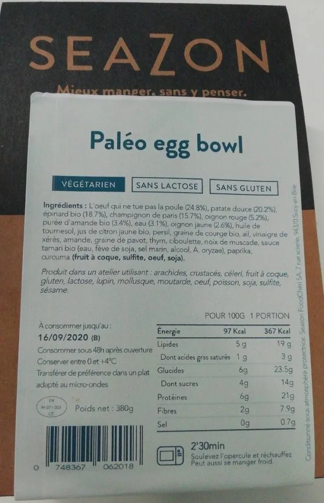 SEAZON - Paléo egg bowl