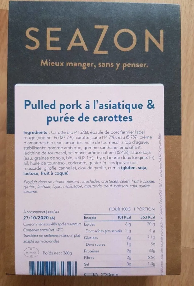Pulled pork à l'asiatique & purée de carotte