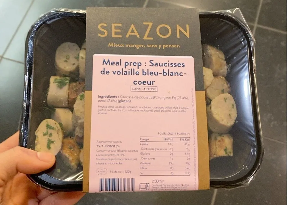 Meal prep : saucisses de volaille bleu blanc coeur