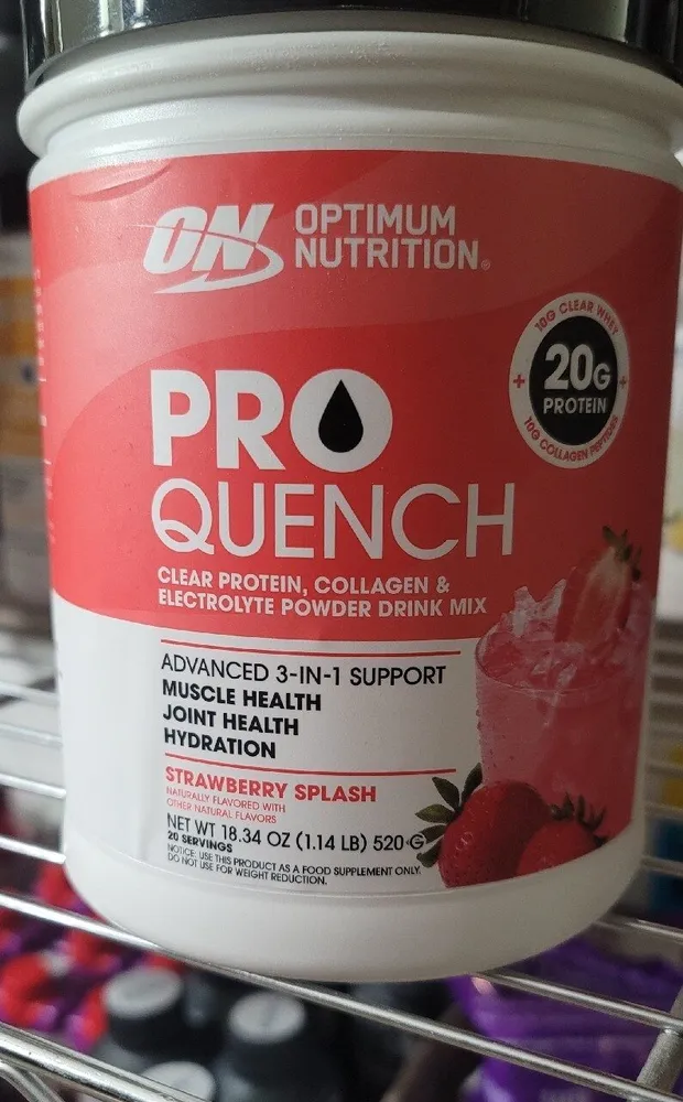 PRO QUENCH Strawberry Splash Clear Protein, Collagen & Electrolyte Powder Drink Mix
