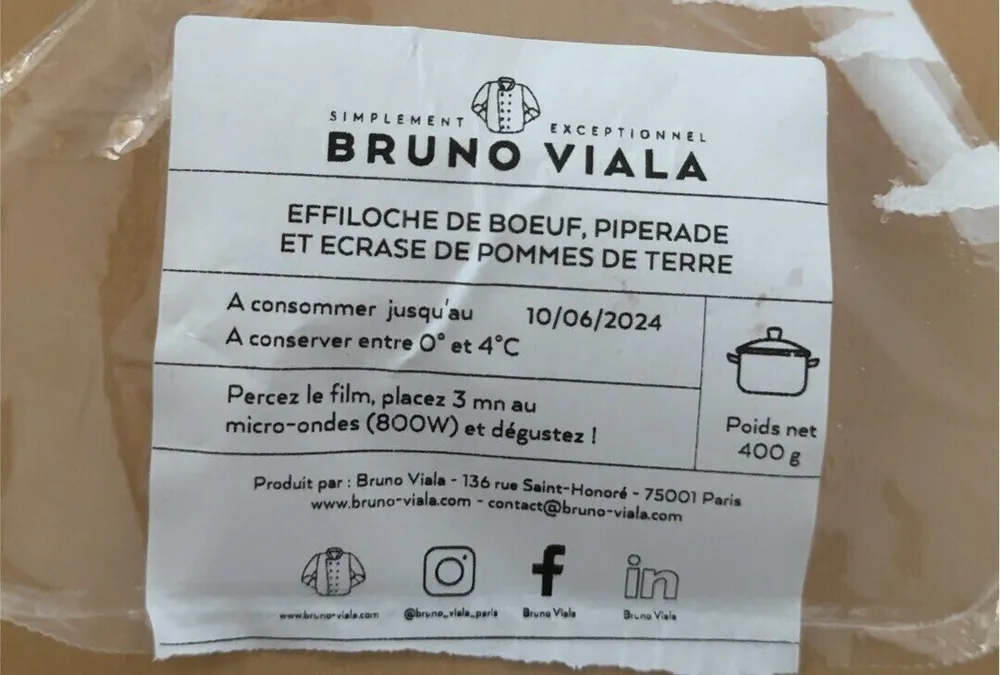 Effiloché de boeuf, piperade et écrasé de pommes de terre