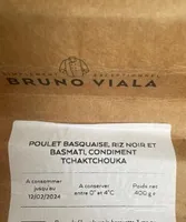 Poulet basquaise riz noir et basmati, condiment tchaktchouka