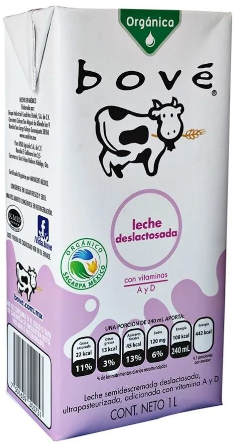 Leche Bové orgánica deslactosada