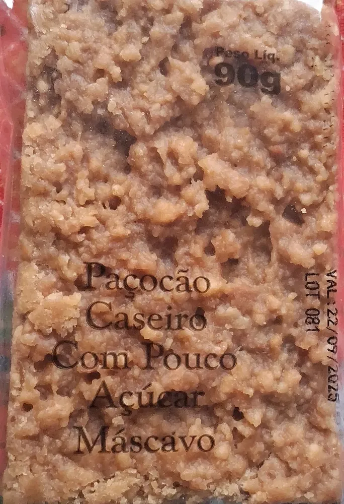 Paçocão caseiro com pouco açúcar mascavo