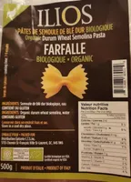 Pâtes de semoule de blé dur biologique Farfalle biologique