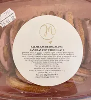 Palmeras de hojaldre bañadas con chocolate