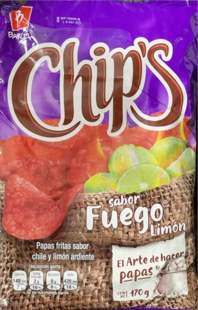 sabor Fuego Limón Papas fritas sabor chile y limón ardiente
