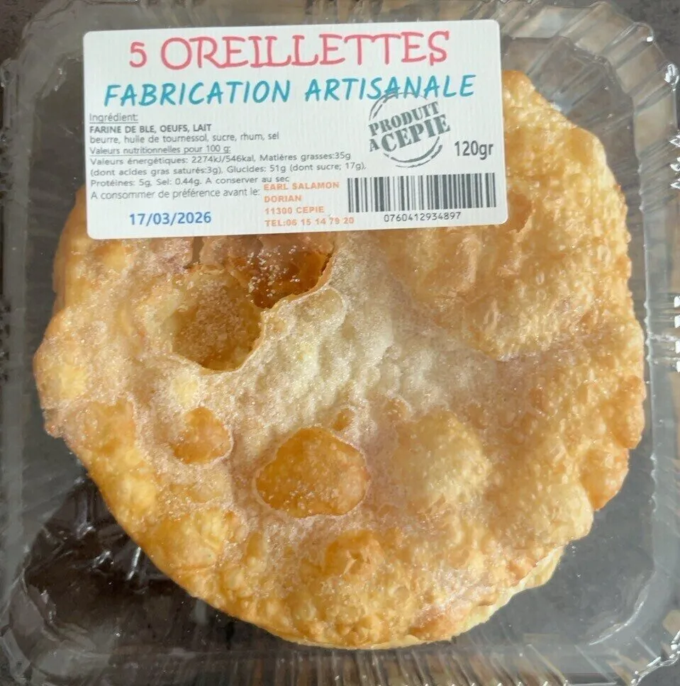 5 oreillettes