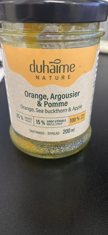 Tartinade orange,argousier et pomme