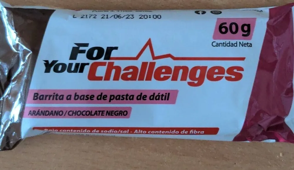 Barrita a base de pasta de dátiles