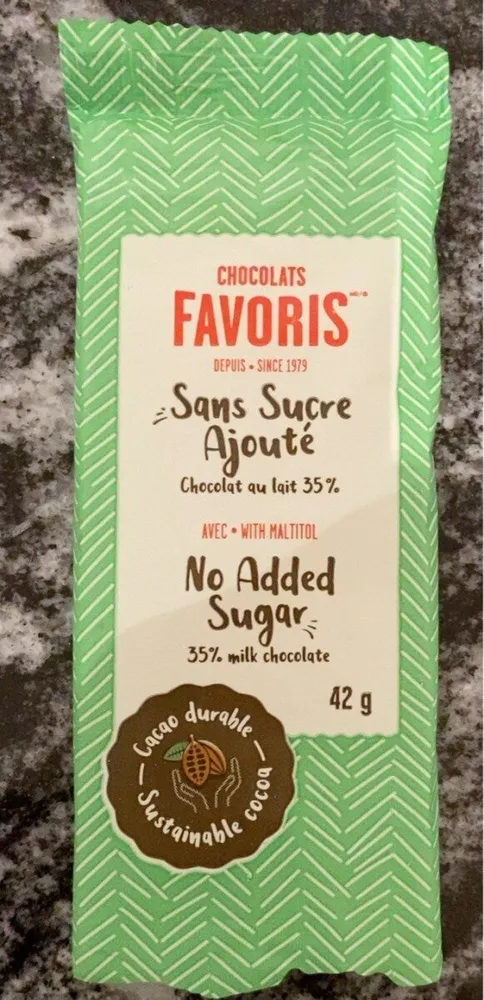 Chocolat sans sucre ajouté