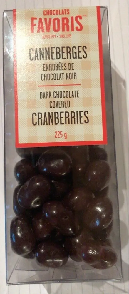 Canneberges enrobées de chocolat noir
