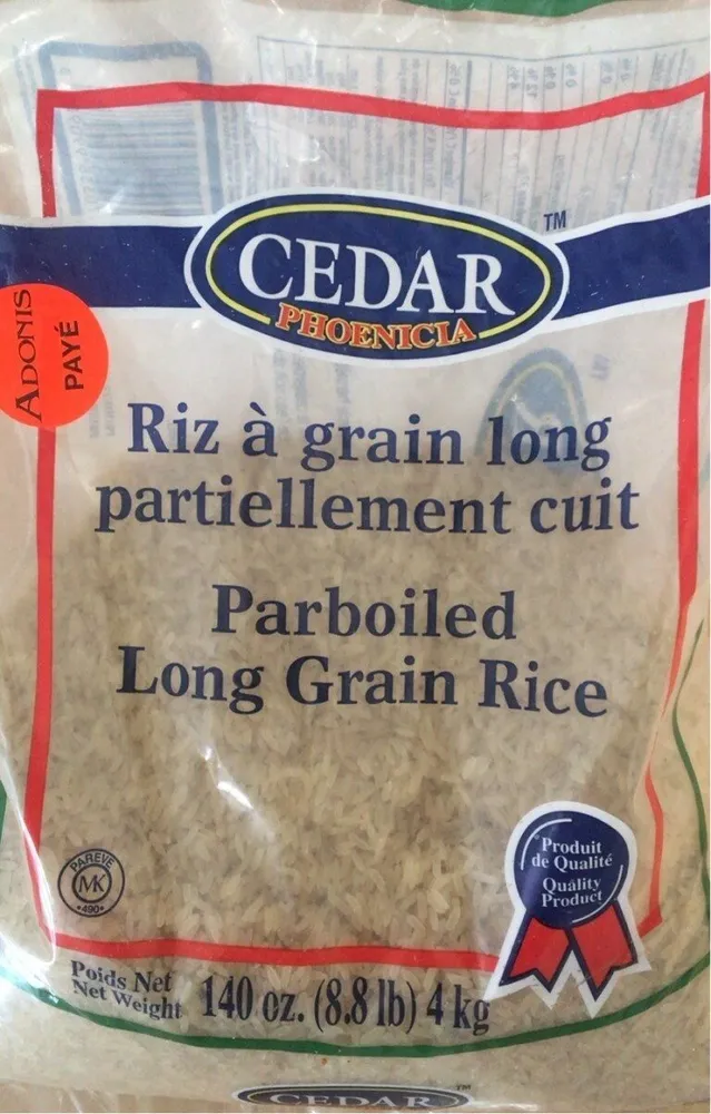 Riz à grain long partiellement cuit