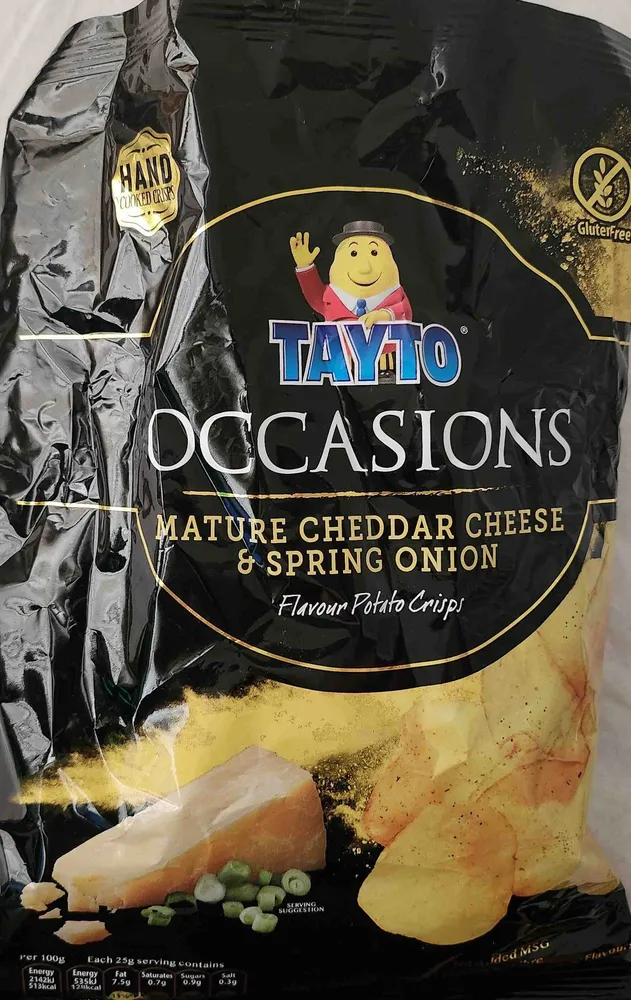 Crisps, Occasions, bag is 125g cheese&onion