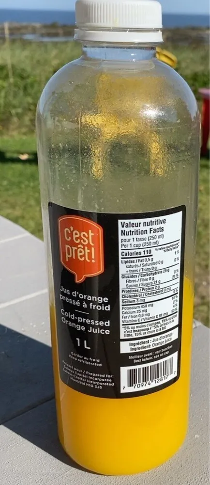 Jus d’orange pressé à froid