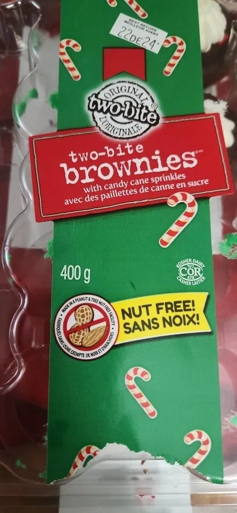 Two-bite brownies with candy cane sprinkles