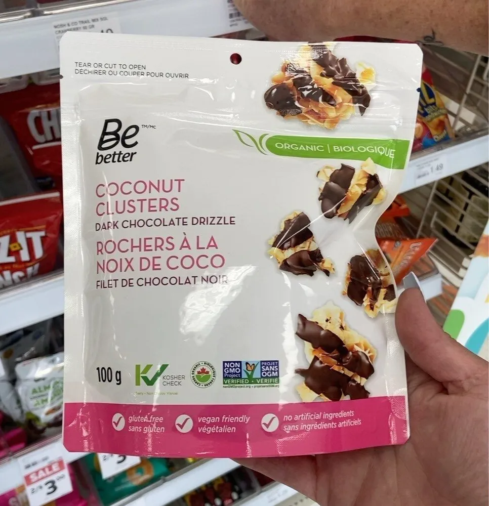 Coconut clusters dark chocolate drizzle