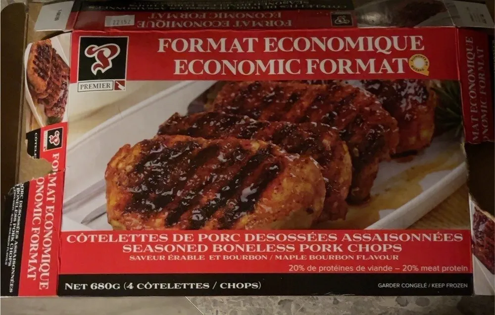Côtelettes de porc desossées assaisonnées