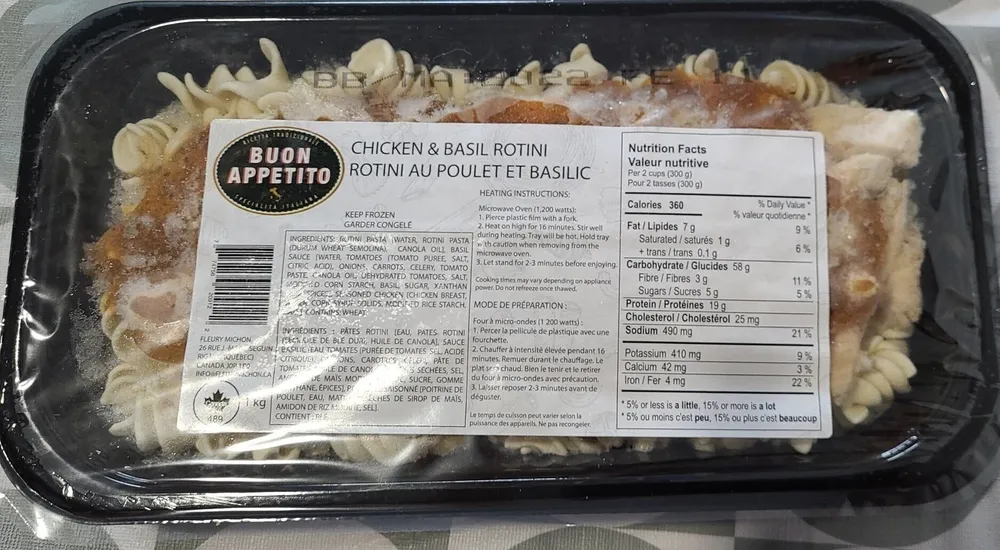 Rotini au poulet et basilic