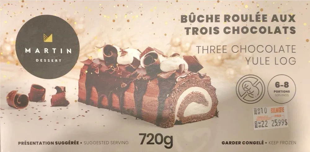Bûche roulée aux trois chocolats