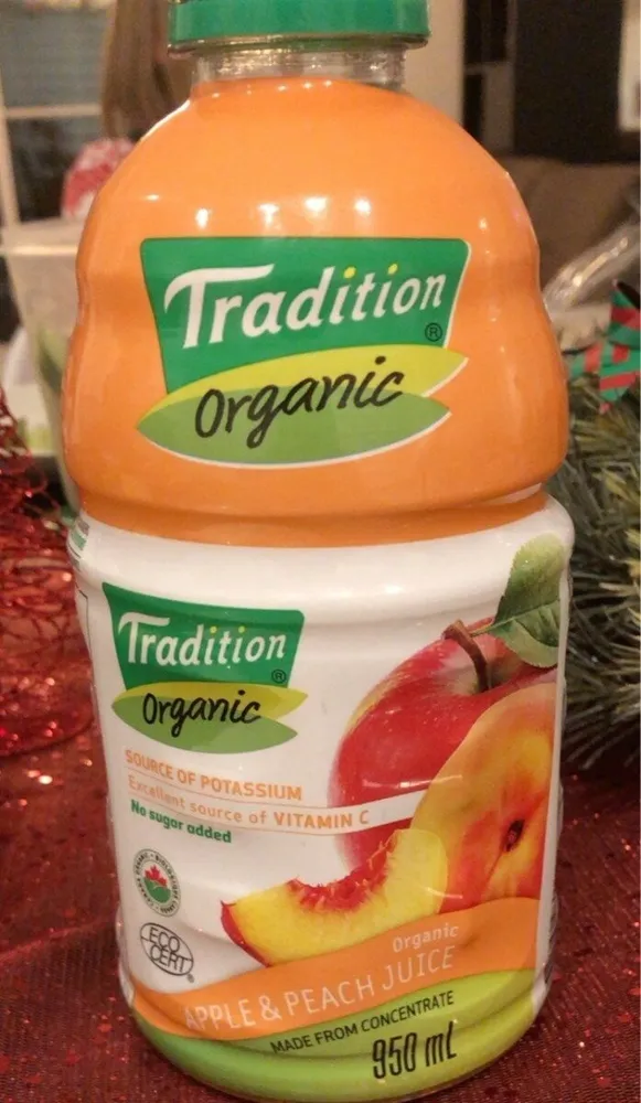 Jus de pomme et pêche biologique