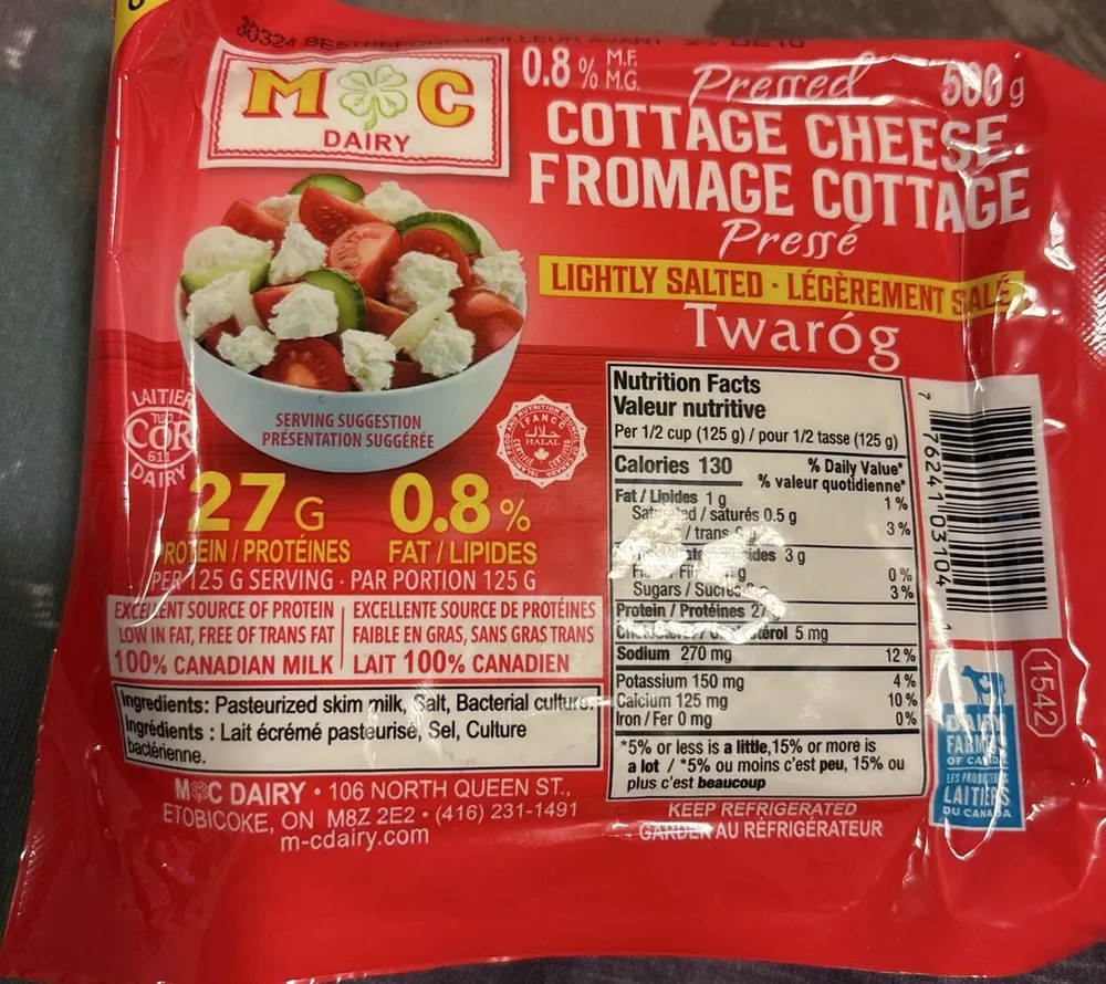 0.8% Pressed Cottage Cheese Lightly Salted