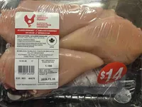 Boneless skinless chicken breasts fillet removed