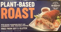 Plant-Based Roast & Gravy with savoury mushroom gravy and a cranberry, herb, vegetable stuffing