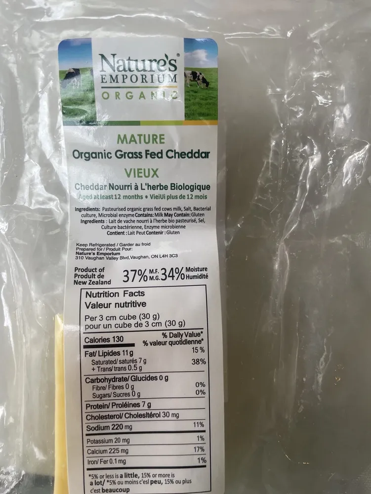 Organic Grass Fed Cheddar