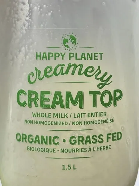 Organic grass fed whole milk