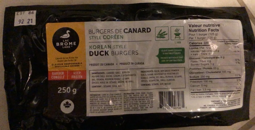 Burgers de canard style coréen