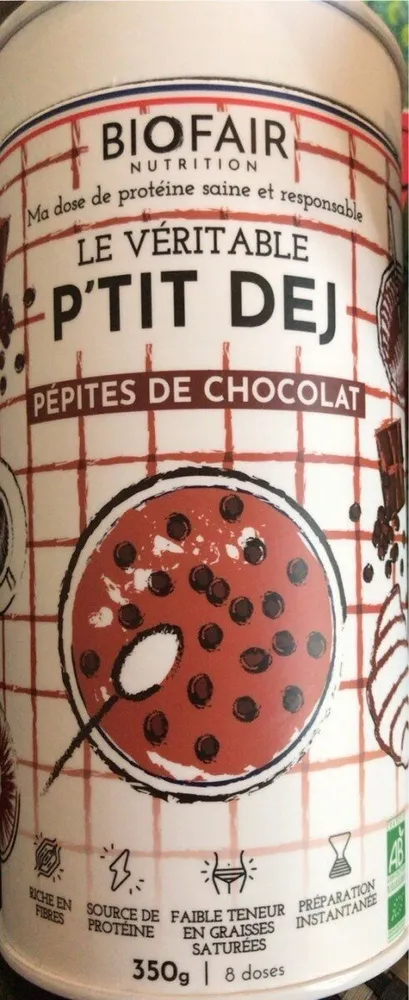 Le veritable p’tit dej pepites de chocolat
