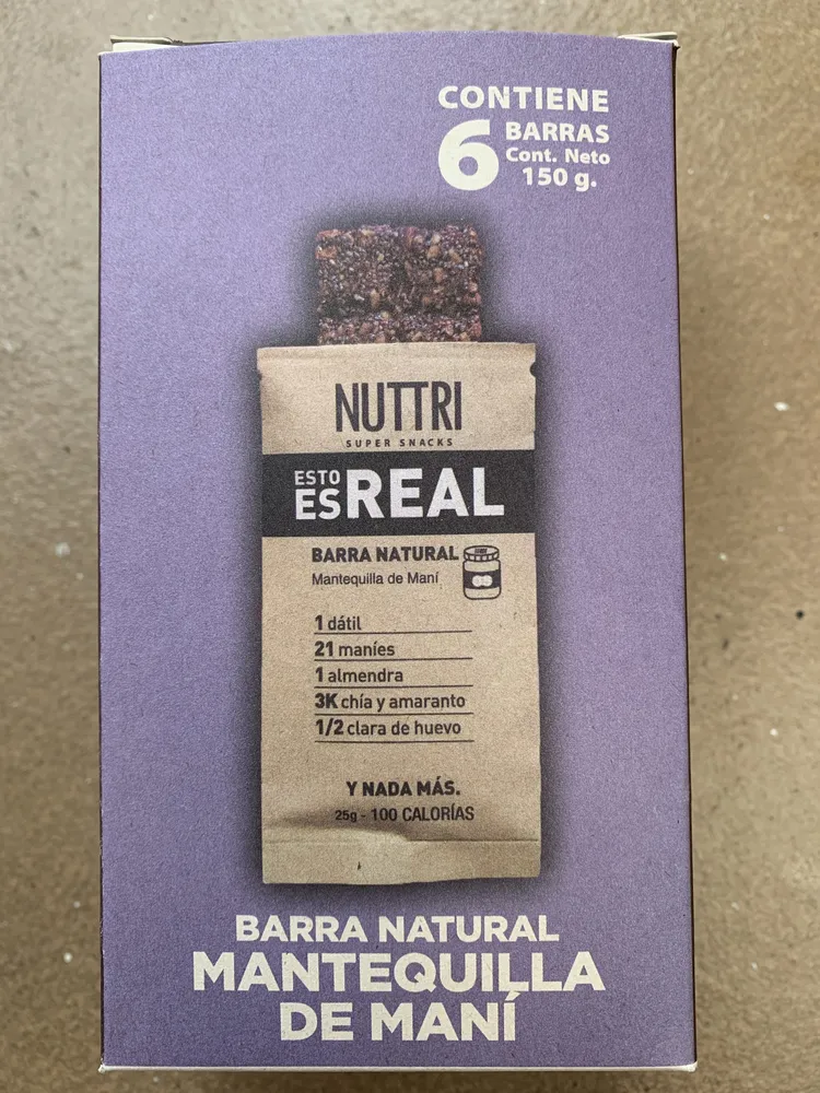 Barra Natural Mantequilla de Maní