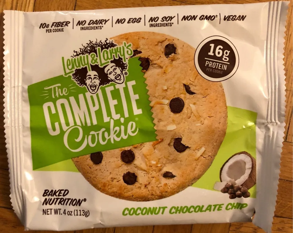 Coconut chocolate chip baked nutrition cookie, coconut chocolate chip