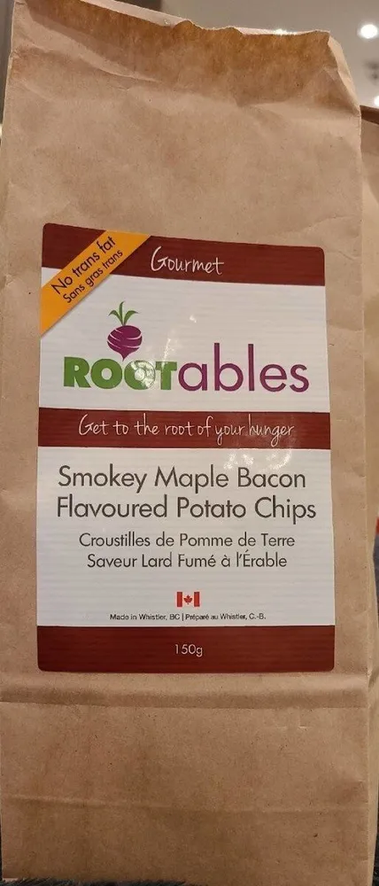 Smokey maple bacon flavoured potato chips
