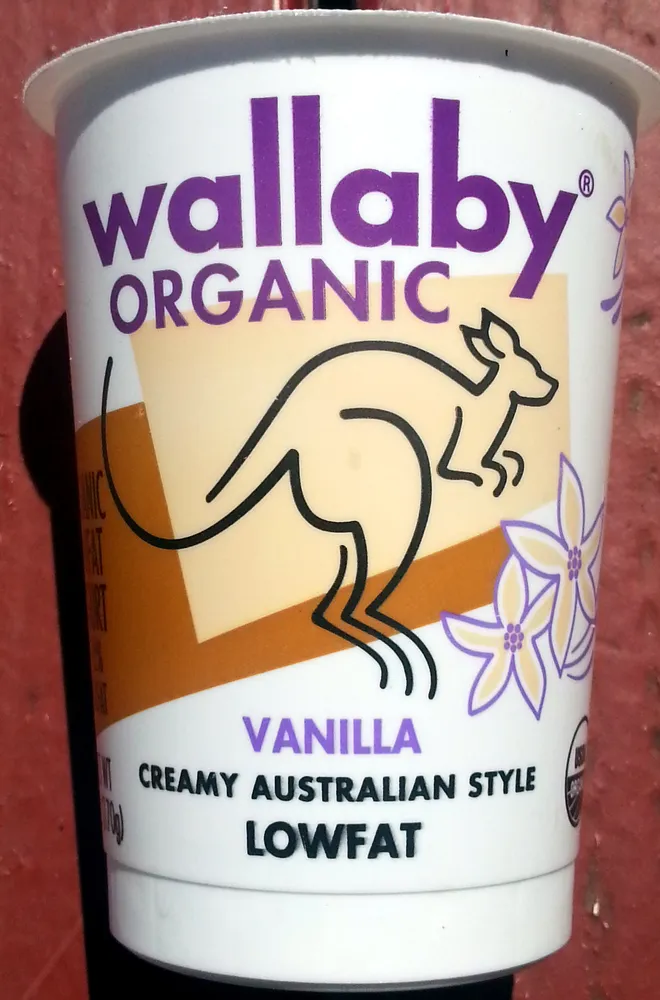 Wallaby organic, organic lowfat yogurt, vanilla