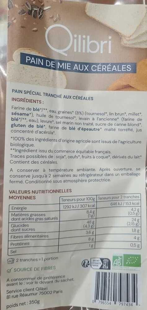 Pain de mie aux céréales