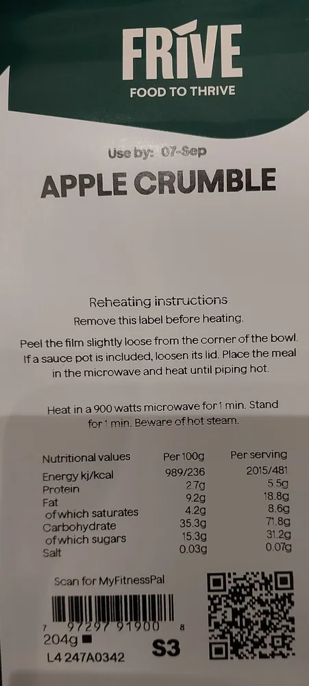 Apple Crumble & Custard