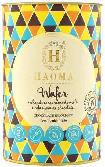 Wafer Recheio Creme De Avelã Cobertura Chocolate Zero Lactose Haoma Lata 150g