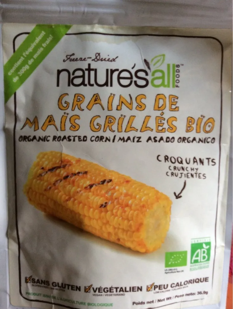 Grains de maïs grillés bio