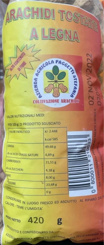Arachidi tostate a legna