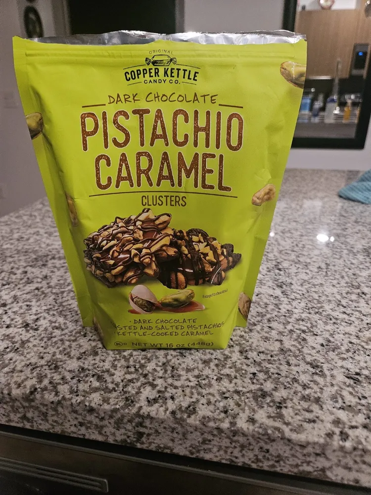 Dark Chocolate Pistachio Caramel Clusters