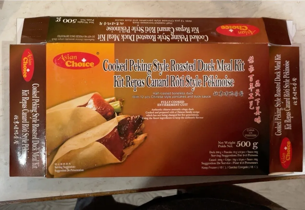 Cooked peking roasted duck meal kit