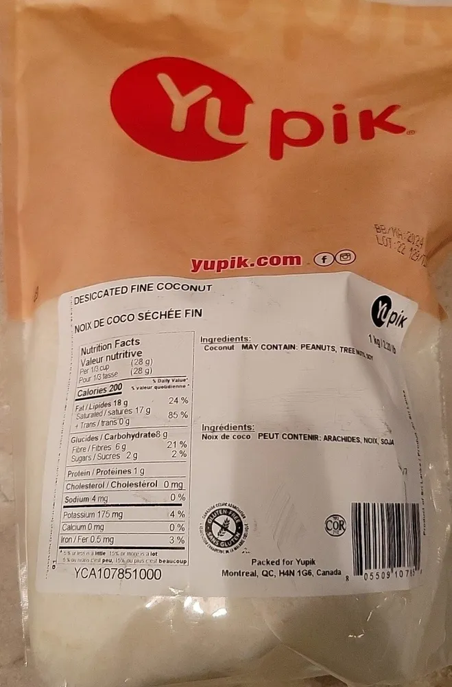Desiccated fine coconut