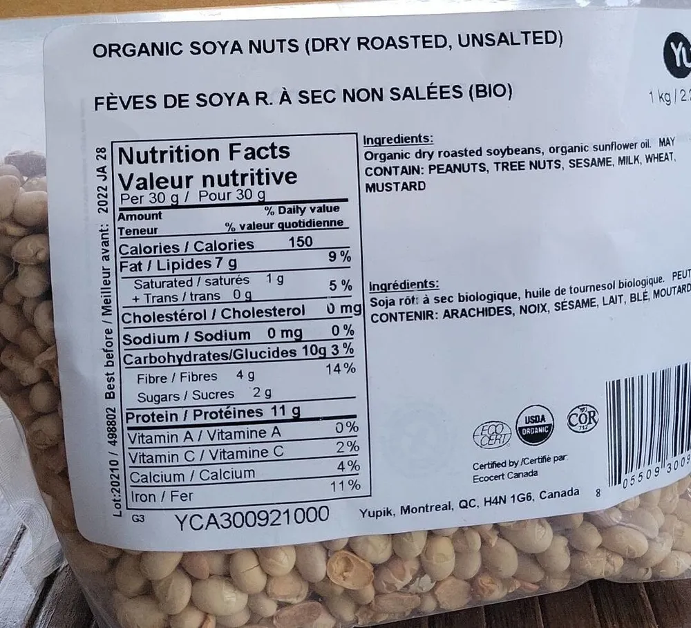 Feves soya a sec non salées bio