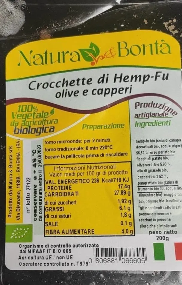Crocchette di hemp-fu olive e capperi