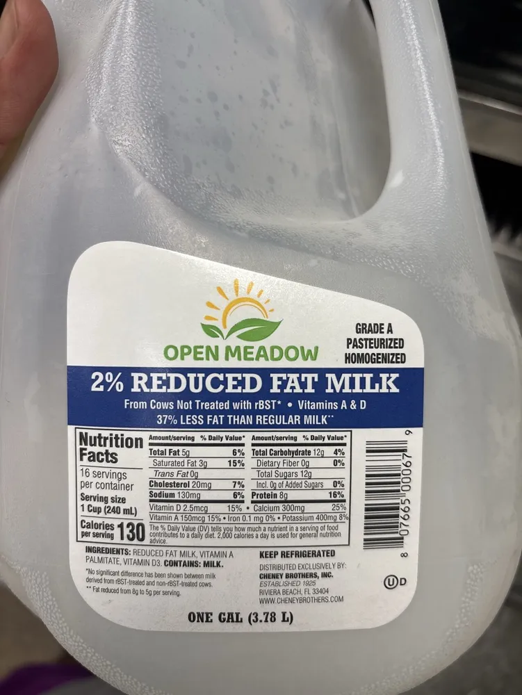 2% Reduced Fat Milk
