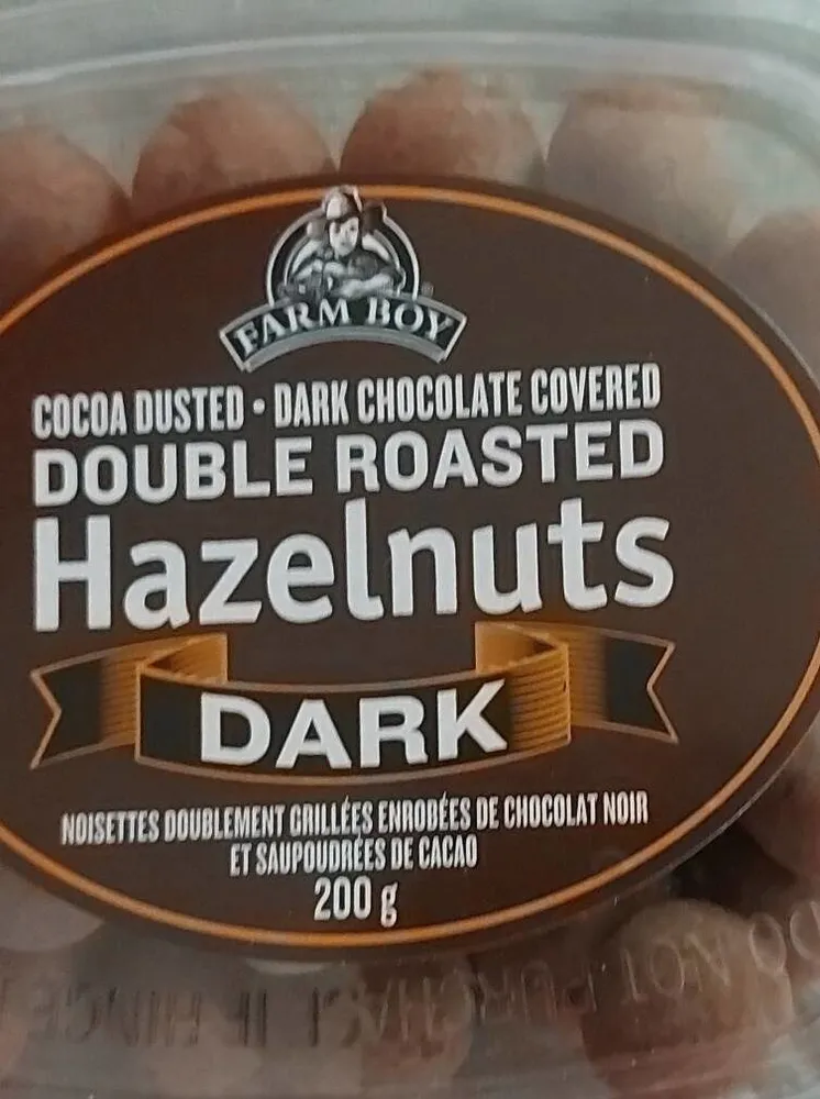 Cocoa dusted dark chocolate covered double roasted Hazelnuts