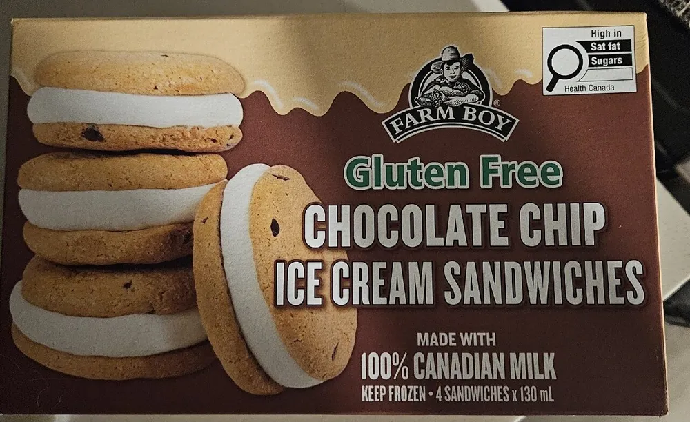 Chocolate chip ice cream sandwhich gluten free