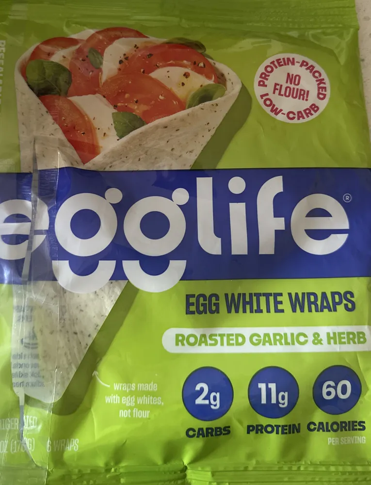 EGG WHITE WRAPS ROASTED GARLIC & HERB